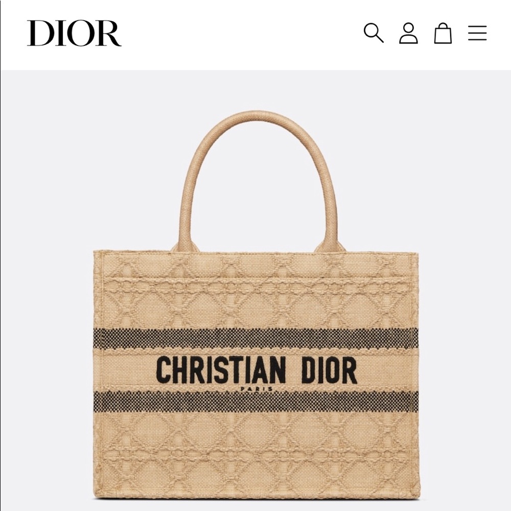 Dior Medium Book Tote - Cannage Natural Raffia